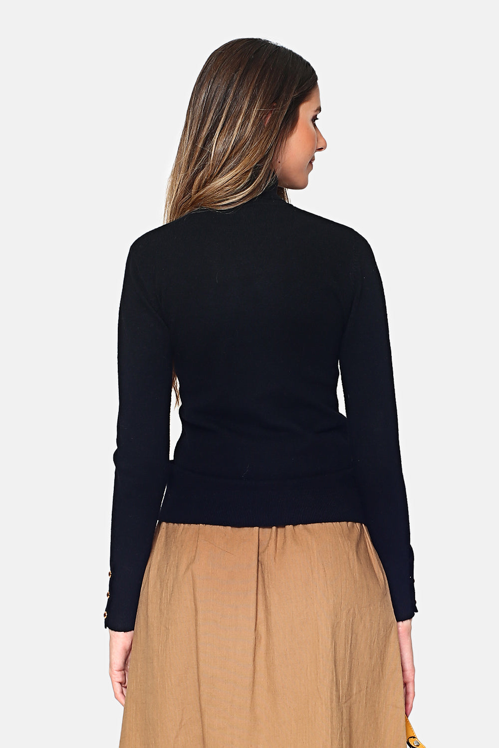 TURTLENECK SWEATER WITH GOLDEN BUTTONS ON CUFFS