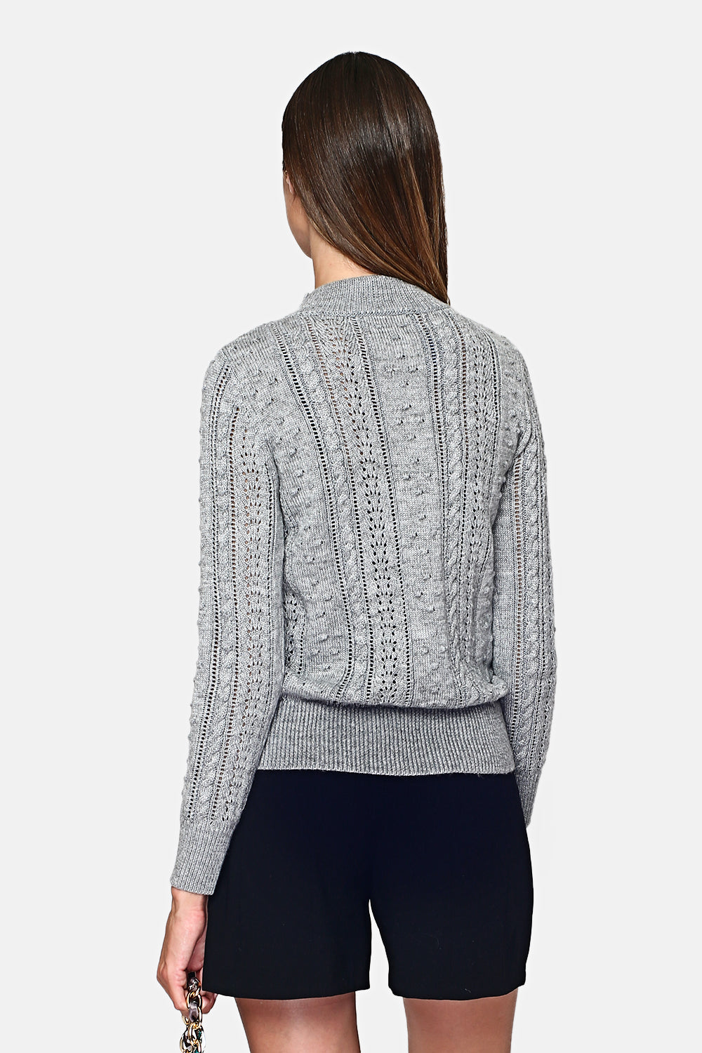 HIGH COLLAR SWEATER WITH PATTERNED KNIT