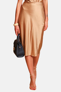 Elastic waist midi skirt