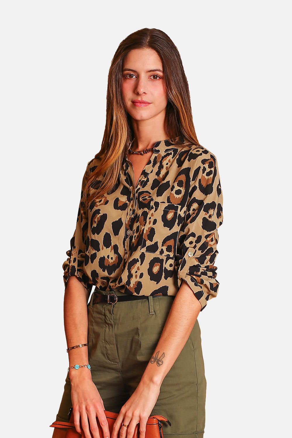 Leopard Print Shirt with Pockets
