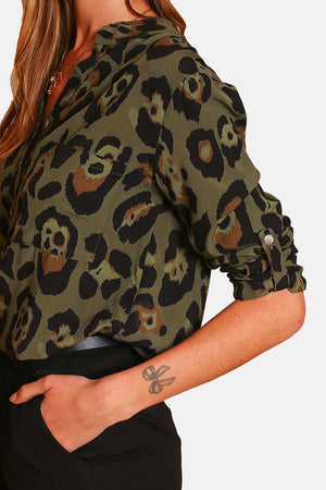 Chemise imprimé léopard avec poches