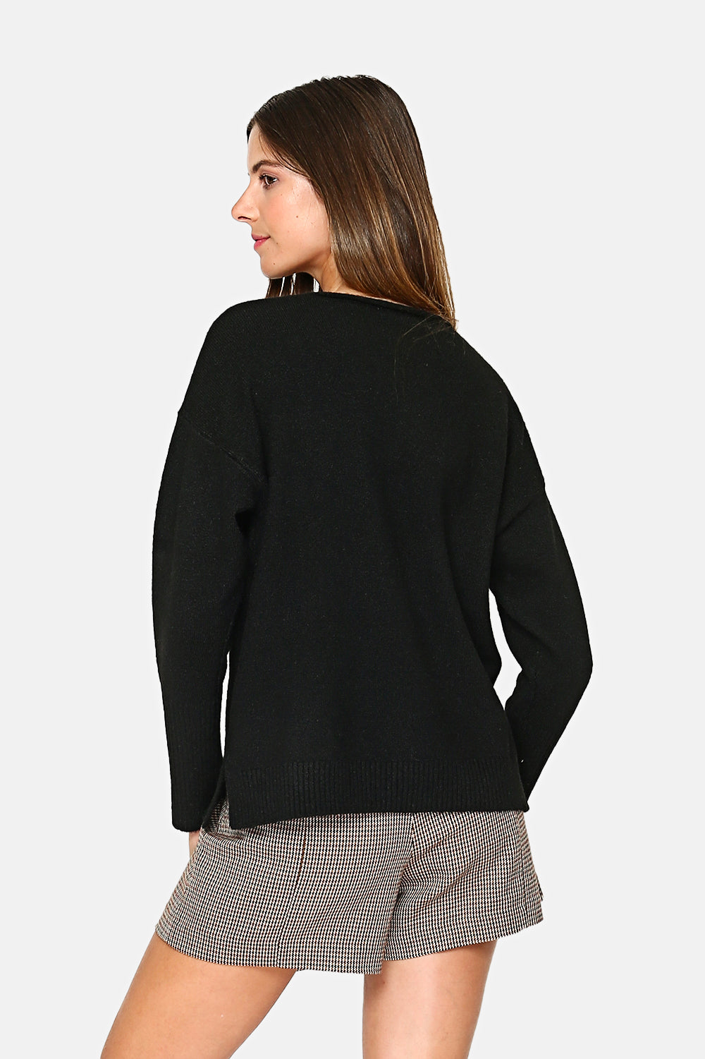 Wide turtleneck sweater, 2 sides openwork front