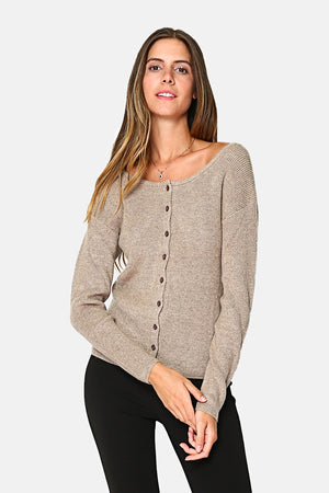 Pearl buttoned cardigan to wear in two ways