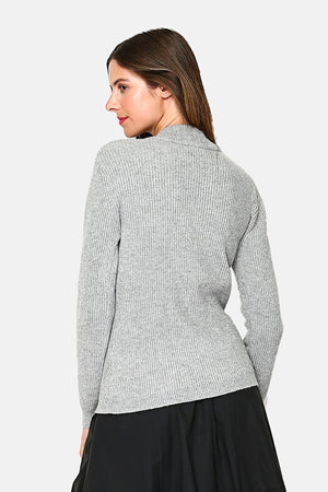 Fancy knit high-neck zipped cardigan