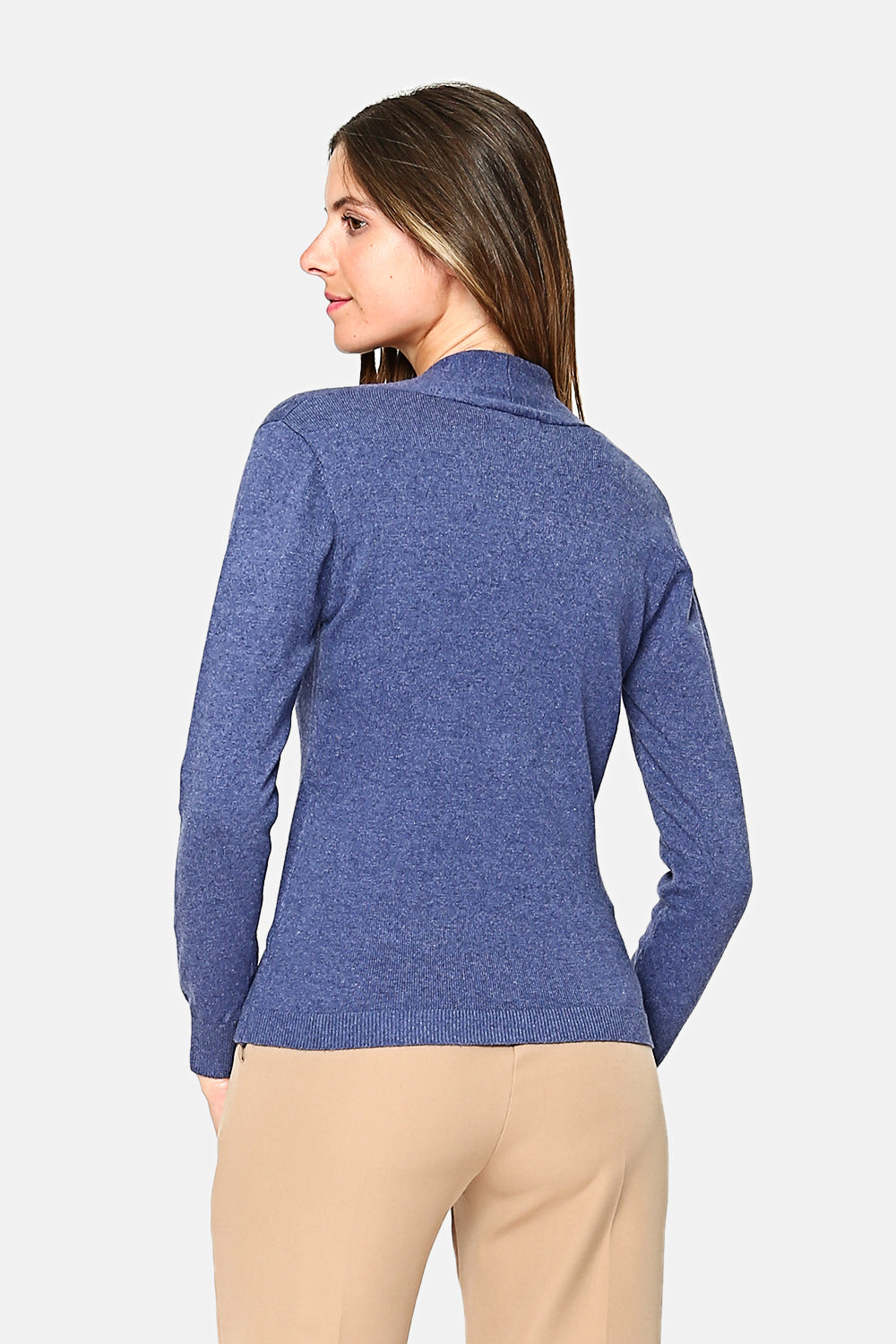 Pullover mit V-Ausschnitt in Wickeloptik und langen Ärmeln