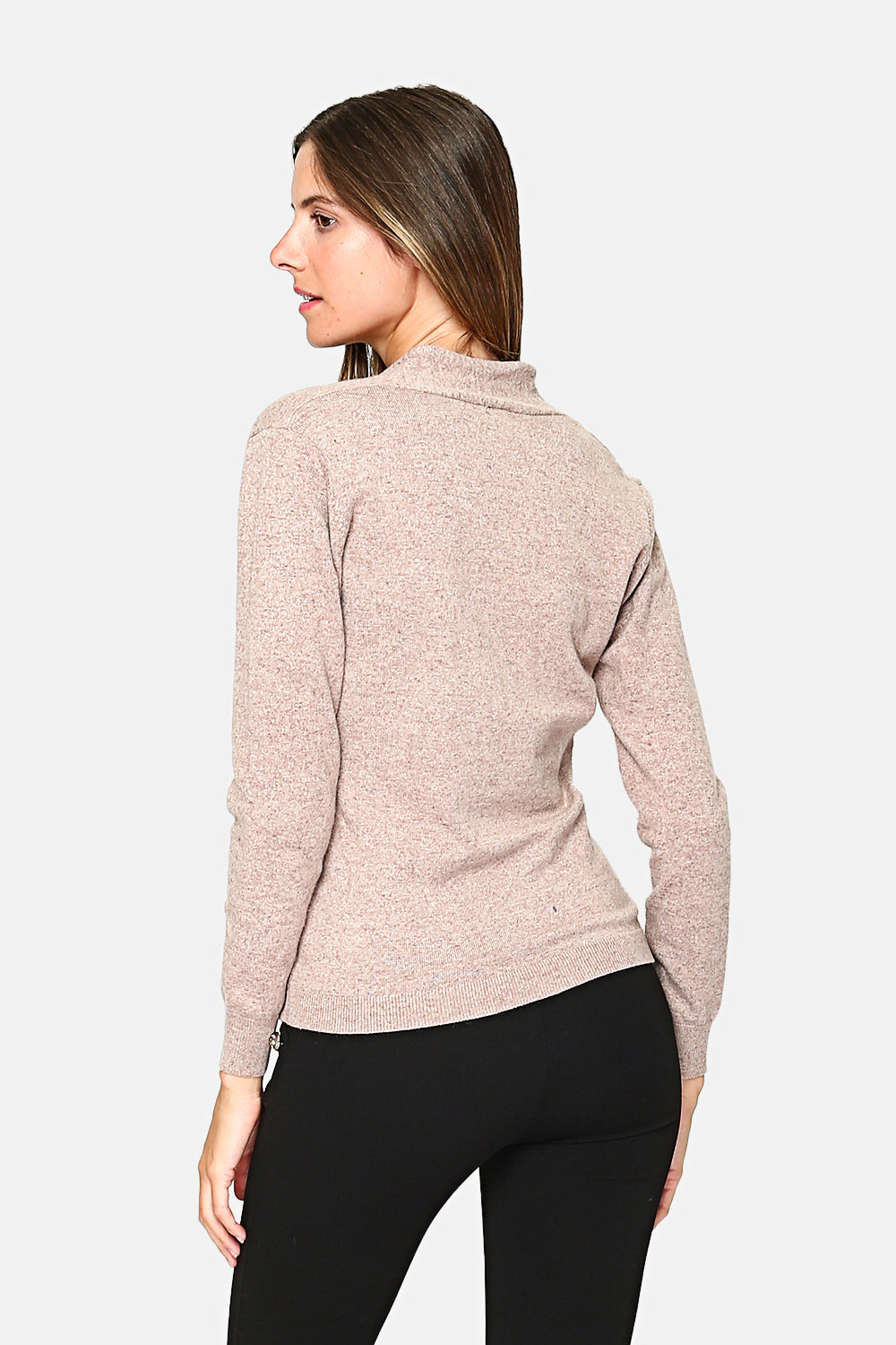 V-neck sweater in faux wrap with long sleeves