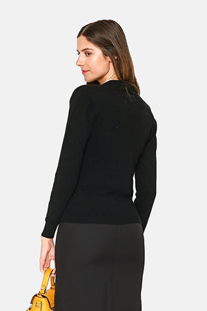 Pullover mit V-Ausschnitt in Wickeloptik und langen Ärmeln