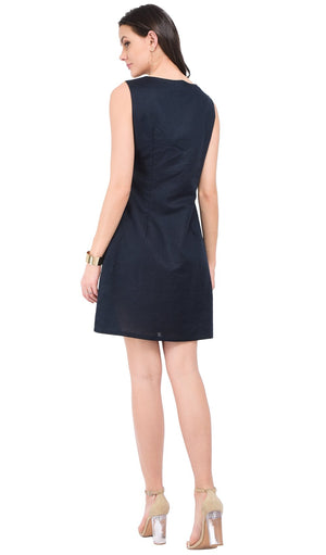 V-NECK SLEEVELESS DRESS WITH LATERAL ZIP
