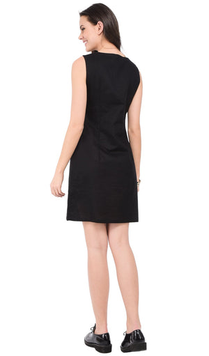 V-NECK SLEEVELESS DRESS WITH LATERAL ZIP