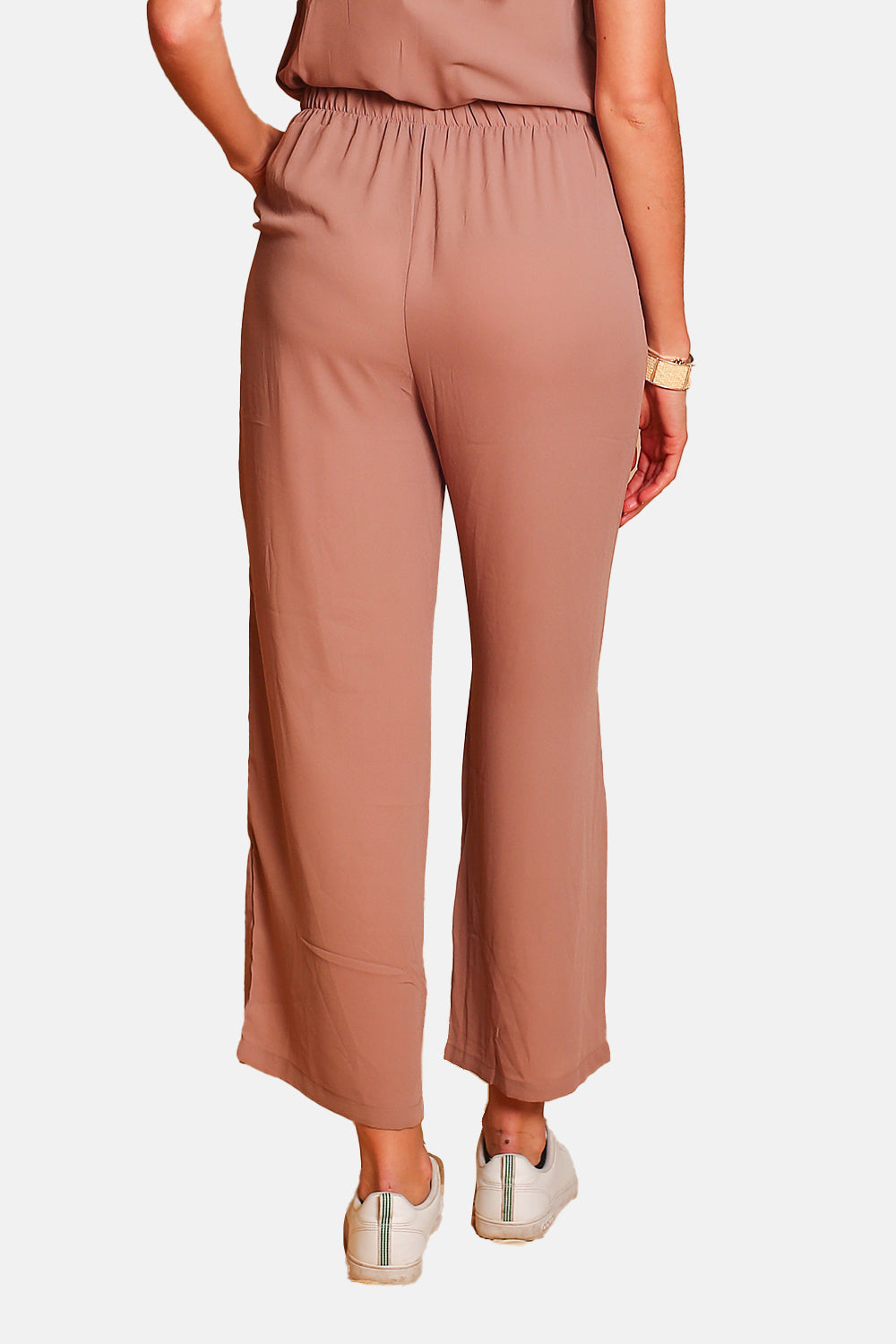 Top with thin straps and Wide satin pants