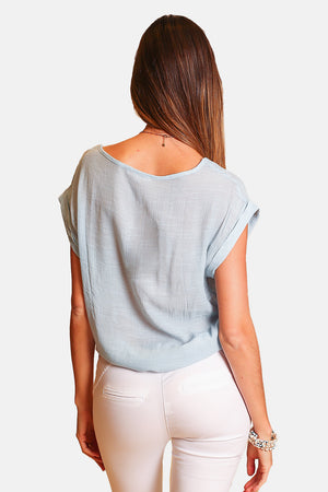 Round neck top with short sleeves