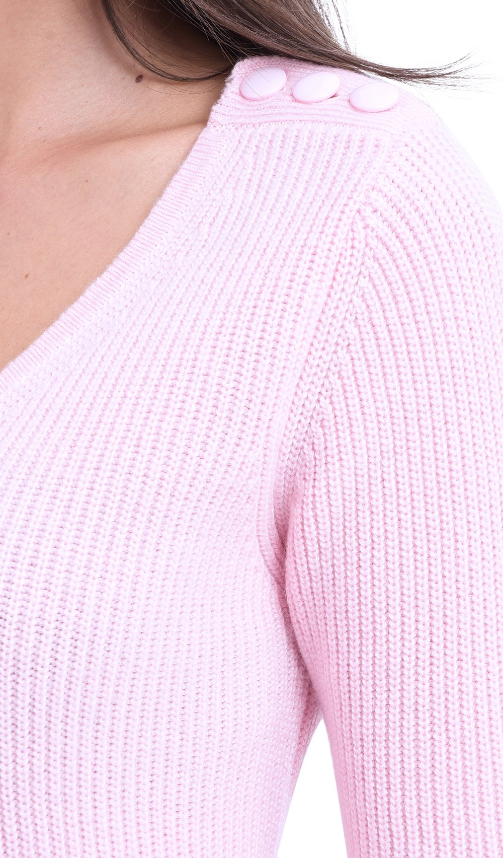 V-NECK SWEATER WITH BUTTONS ON SHOULDERS