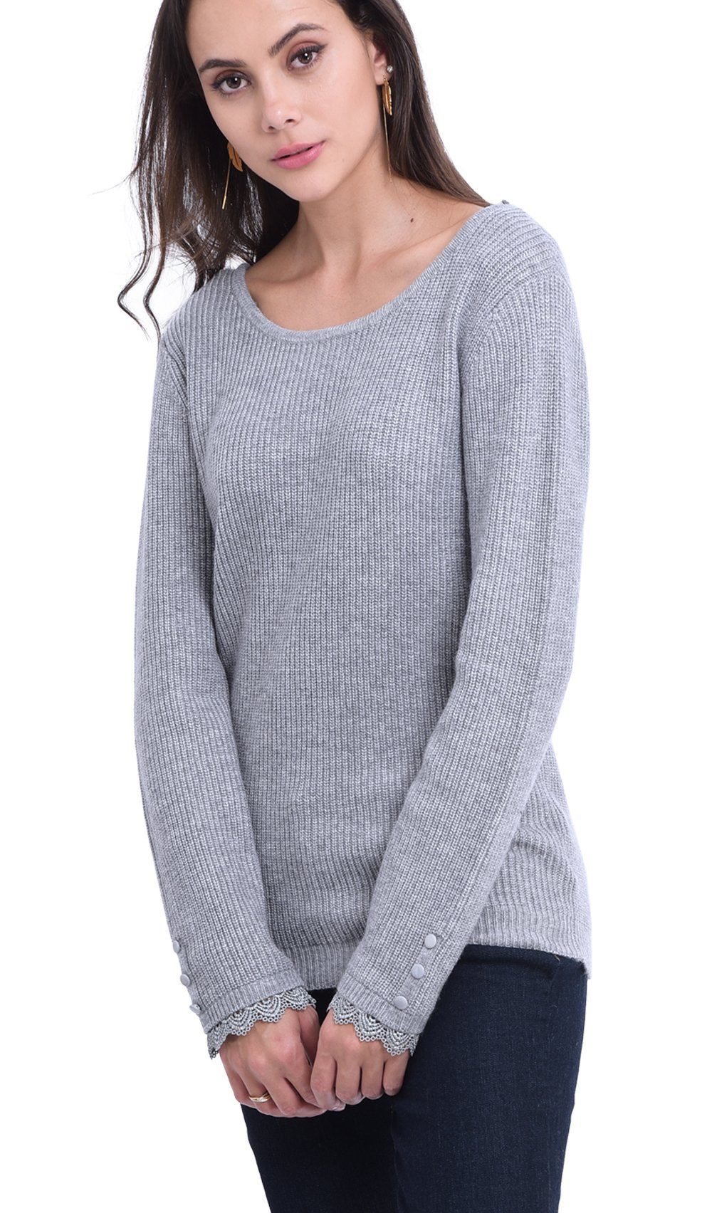 BOAT COLLAR SWEATER WITH OPEN BACK AND ENGLISH LACES