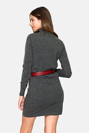 TURTLENECK DRESS WITH FRONT RIBBING