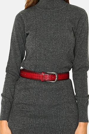 TURTLENECK DRESS WITH FRONT RIBBING