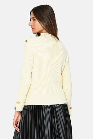 HIGH COLLAR SWEATER WITH DIAMOND RIBBING