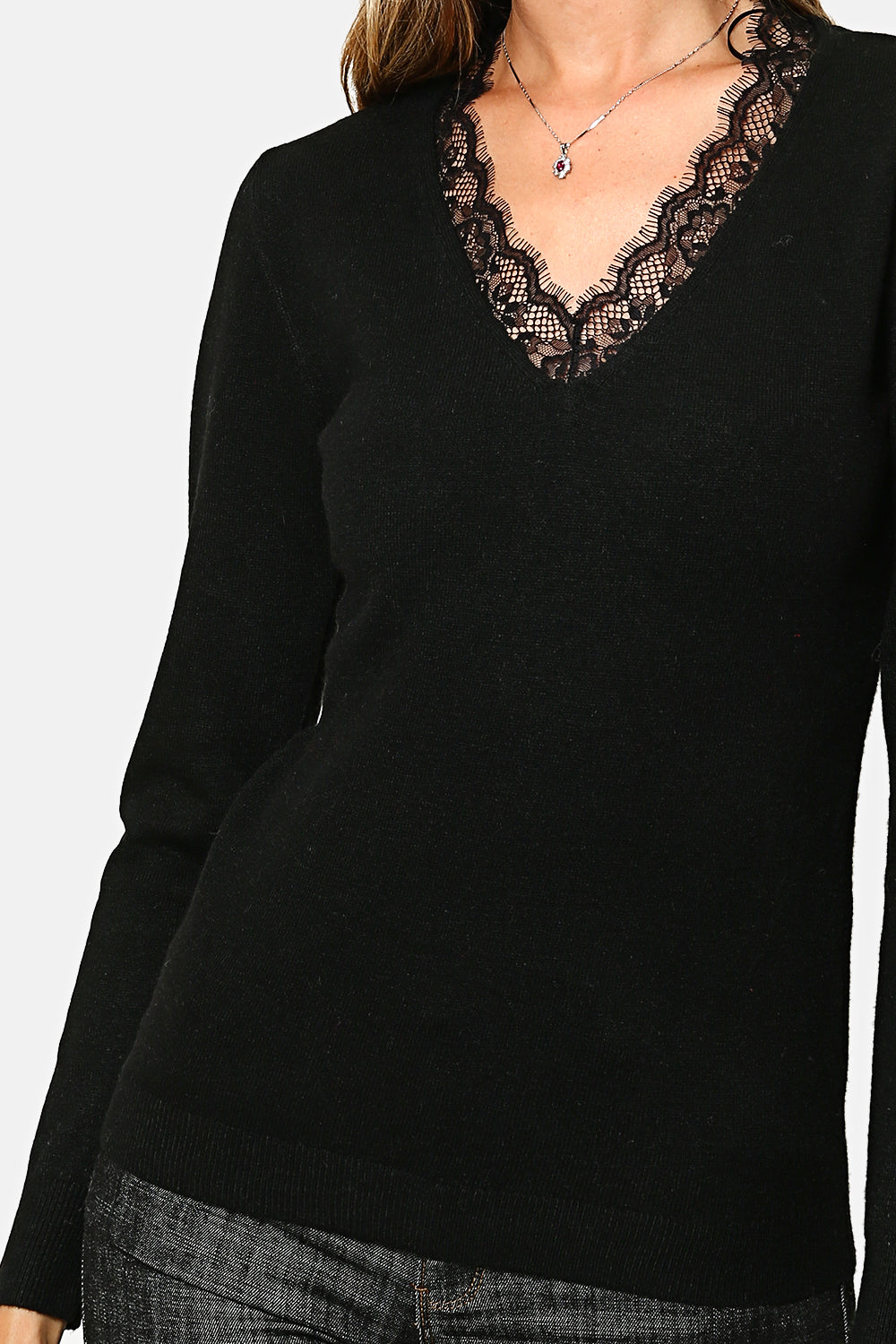 LACED V-NECK SWEATER