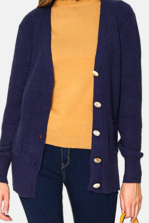 BUTTONED AND KNITTED LONG CARDIGAN