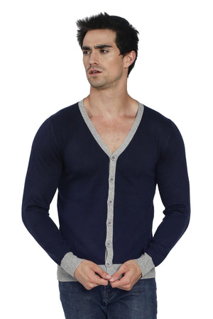 BUTTONED CARDIGAN WITH CONTRASTING DETAILS