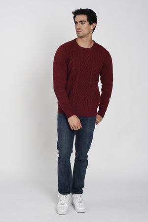 ROUND COLLAR SWEATER WITH CABLE KNIT