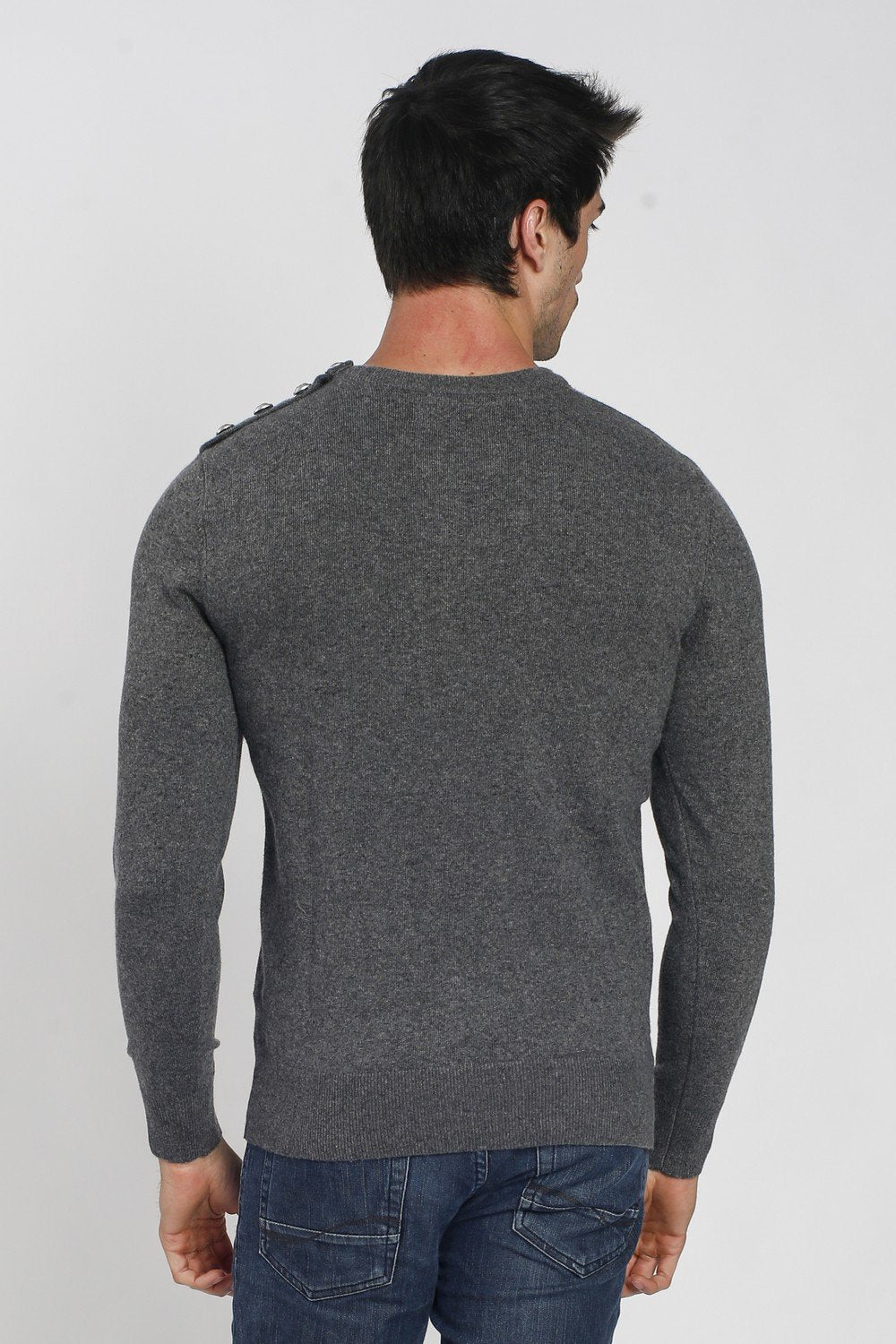 ROUND COLLAR SWEATER WITH SHOULDER BUTTONS