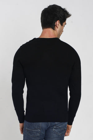 Pullover mit rundem Kragen und Schulterknöpfen